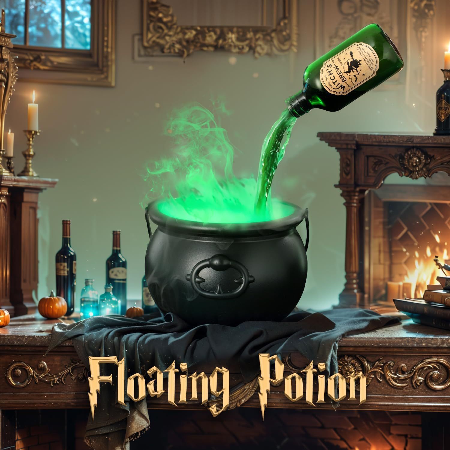 Floating Potion Cauldron – Magical Fog & Light Halloween Centerpiece